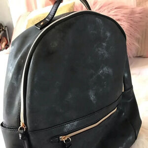 Black Vegan metallic leather backpack